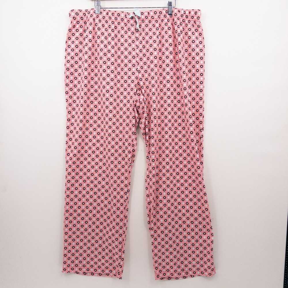 LL Bean Pajama Pants Womens XL Pink Red Lounge Geometric Medallion Grandmacore